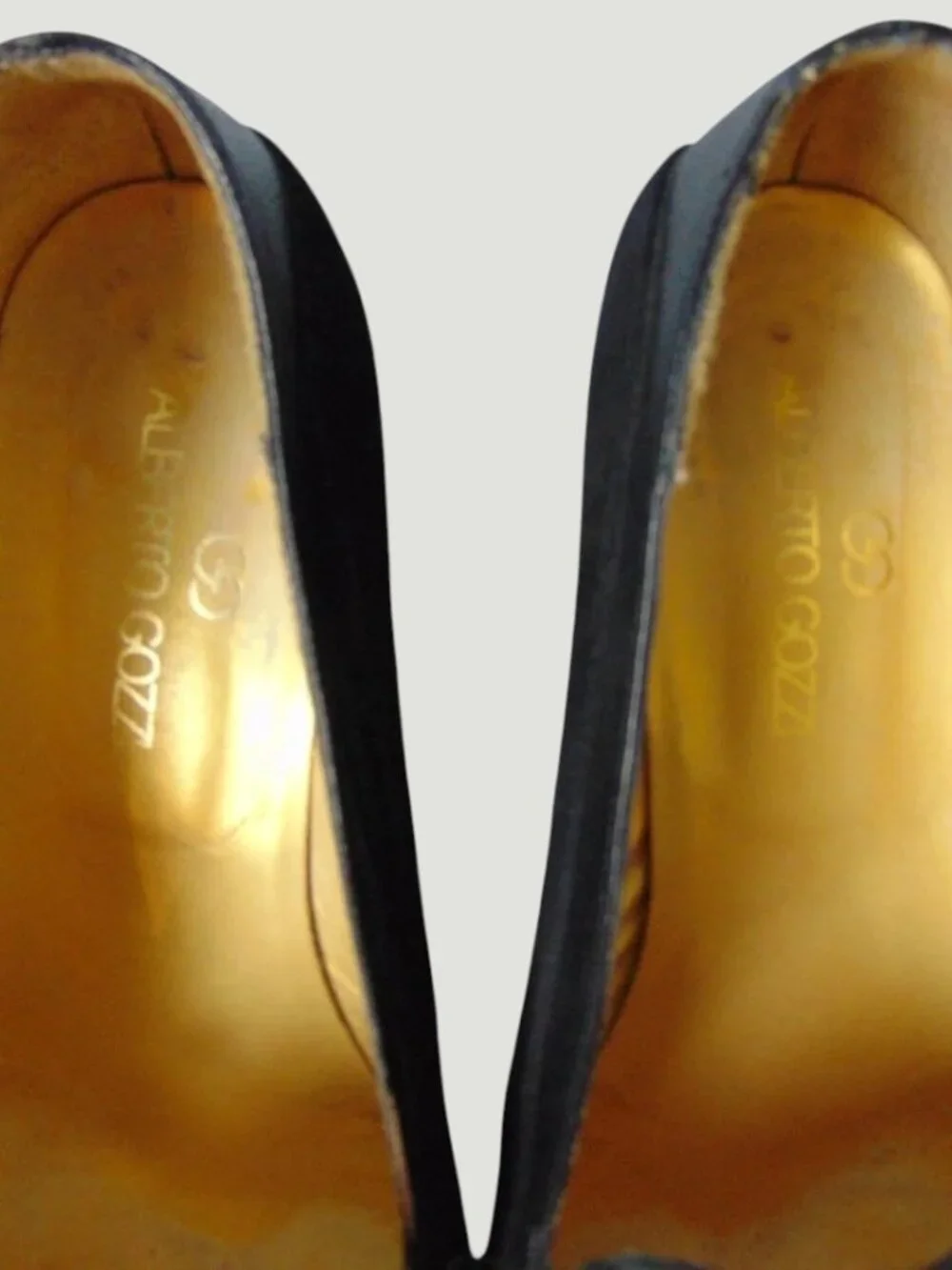 Vintage Alberto Gozzi Horsebit Heels Black Suede Italy 7.5 Gold Hardware